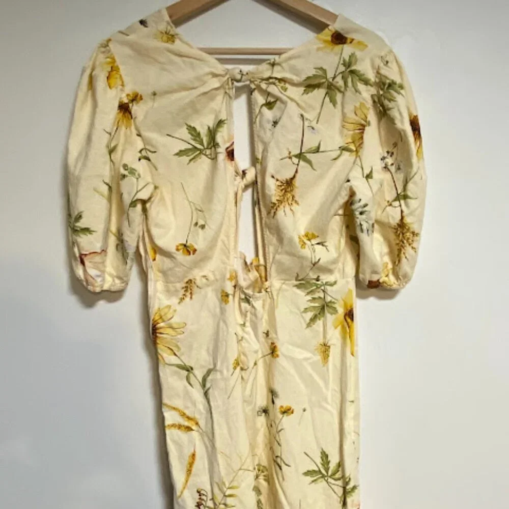 H&M Floral Cut-Out Puff Sleeve Mini Dress - Size L - Picture 10 of 13